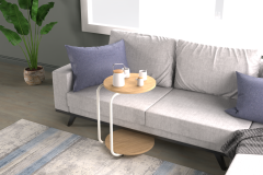 Emr Çok Amaçlı Tekerlekli Beyaz Ayak C Sehpa Naturel