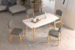 Vilinze Ege Sandalye Avanos Ahşap Açılır Mutfak Masası Takımı - 70x120+30 cm