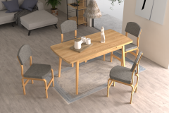 Vilinze Ege Sandalye Avanos Ahşap Açılır Mutfak Masası Takımı - 70x120+30 cm