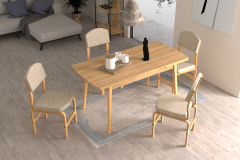 Vilinze Ege Sandalye Avanos Ahşap Açılır Mutfak Masası Takımı - 70x120+30 cm