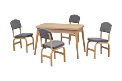 Vilinze Ege Sandalye Avanos Ahşap Açılır Mutfak Masası Takımı - 70x120+30 cm Gri - Naturel