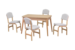 Vilinze Ege Sandalye Avanos Ahşap Açılır Mutfak Masası Takımı - 70x120+30 cm Beyaz - Naturel