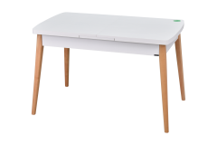 Vilinze Ege Sandalye Avanos Ahşap Açılır Mutfak Masası Takımı - 70x120+30 cm Gri - Beyaz/Naturel