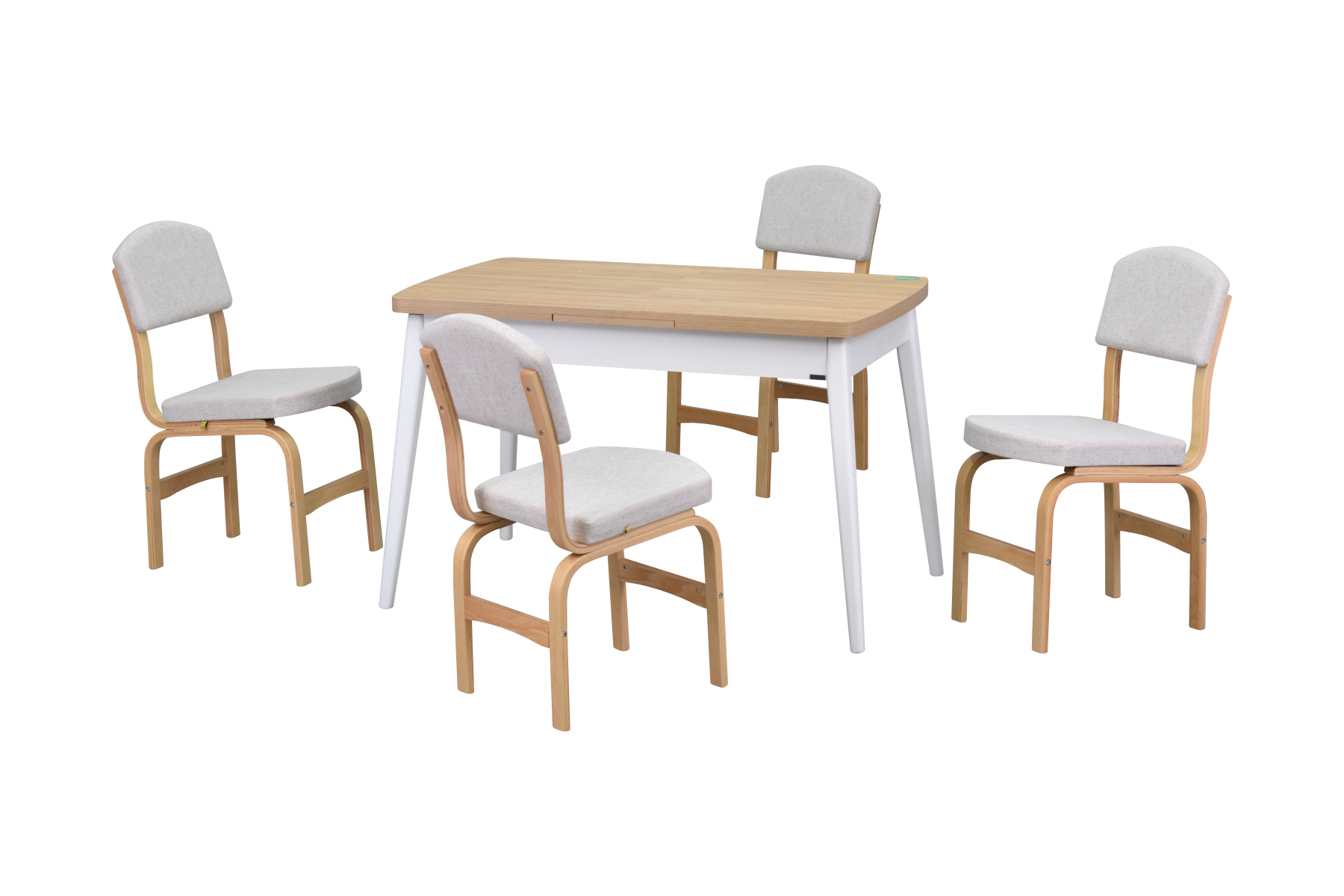 Ege Sandalye Avanos Ahşap Açılır Mutfak Masası Takımı - 70x120+30 cm Beyaz - Naturel/Beyaz