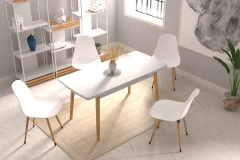 Vilinze Eames Sandalye Avanos Ahşap Mutfak Masası Takımı - 70x120+30 cm