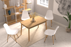 Vilinze Eames Sandalye Avanos Ahşap Mutfak Masası Takımı - 70x120+30 cm