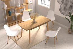 Vilinze Eames Sandalye Avanos Ahşap Mutfak Masası Takımı - 70x120+30 cm