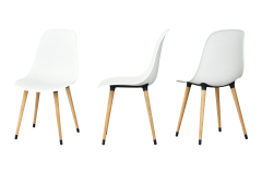 Vilinze Eames Sandalye Avanos Ahşap Mutfak Masası Takımı - 70x120+30 cm Beyaz - Naturel