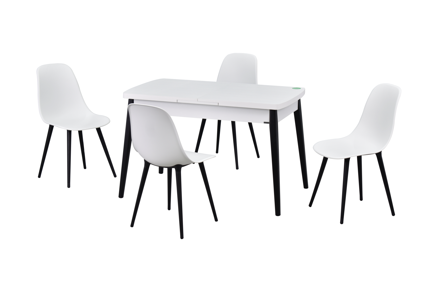 Eames Sandalye Avanos Ahşap Mutfak Masası Takımı - 70x120+30 cm Beyaz - Beyaz/Siyah