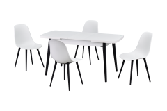 Eames Sandalye Avanos Ahşap Mutfak Masası Takımı - 70x120+30 cm Beyaz - Beyaz/Siyah