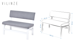 Vilinze Ege Sandalye Peri Bank Fırat Mutfak Masası Takımı - 80x120 cm Gri - Beyaz