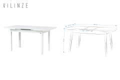 Vilinze Ege Sandalye Peri Bank Fırat Mutfak Masası Takımı - 80x120 cm Gri - Beyaz
