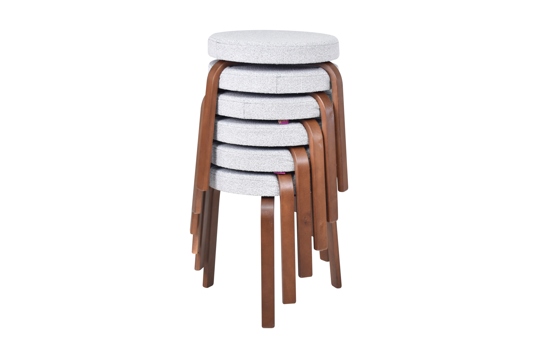Vilinze Ege Teddy Kestane Ahşap Ayak İstiflenebilir Mutfak-Balkon Taburesi Teddy Açık Gri - 6 Adet