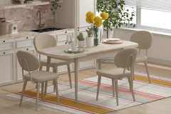 Vilinze Akdeniz Sandalye Golf Mutfak Masası Takımı - 70x120 cm