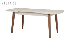 Vilinze Mir Ahşap Sandalye Aras Ahşap Traverten Mutfak Masası Takımı - 80x140 cm
