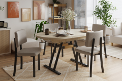 Vilinze Miray Metal Sandalye Afyon Traverten Mutfak Masası Takımı - 80x140 cm