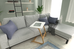 Vilinze Ergo Çok Amaçlı Ahşap Yatay C Sehpa 60x40 cm Naturel - Beyaz