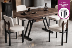 Vilinze Elvan Sandalye Afyon Mutfak Masası Takımı - 80x140 cm 6 Adet - Siyah