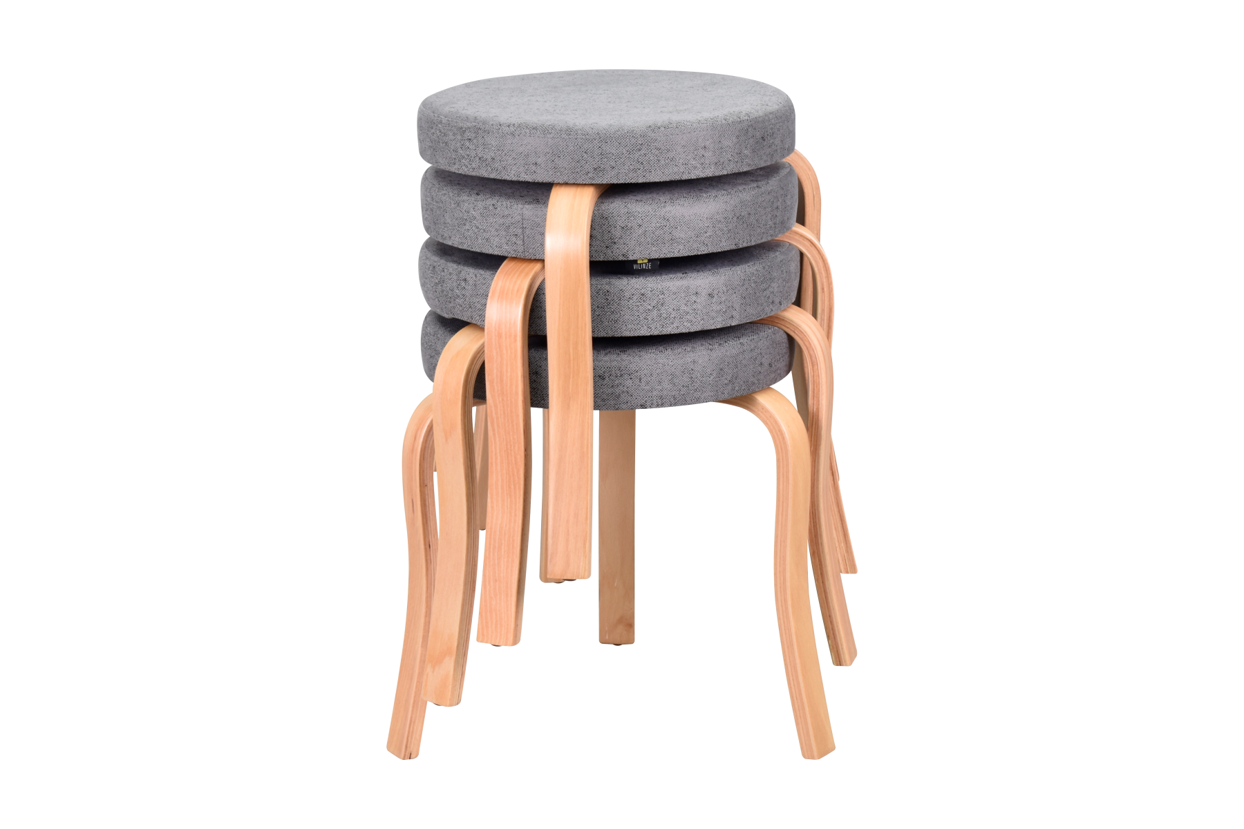 Vilinze Ege Naturel Ahşap Ayak İstiflenebilir Mutfak-Balkon Taburesi