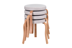 Vilinze Ege Naturel Ahşap Ayak İstiflenebilir Mutfak-Balkon Taburesi