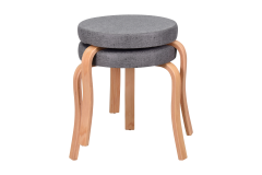 Vilinze Ege Naturel Ahşap Ayak İstiflenebilir Mutfak-Balkon Taburesi 2 Adet - Gri