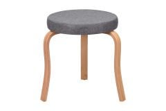 Vilinze Ege Naturel Ahşap Ayak İstiflenebilir Mutfak-Balkon Taburesi 4 Adet - Gri