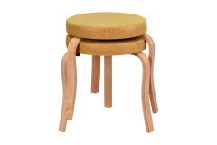 Vilinze Ege Naturel Ahşap Ayak İstiflenebilir Mutfak-Balkon Taburesi 2 Adet - Sarı