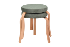 Ege Naturel Ahşap Ayak İstiflenebilir Mutfak-Balkon Taburesi 2 Adet - Yeşil