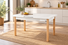 Vilinze Fırat Ahşap Yemek Masası - 80x120cm (80x150cm) Naturel - Beyaz