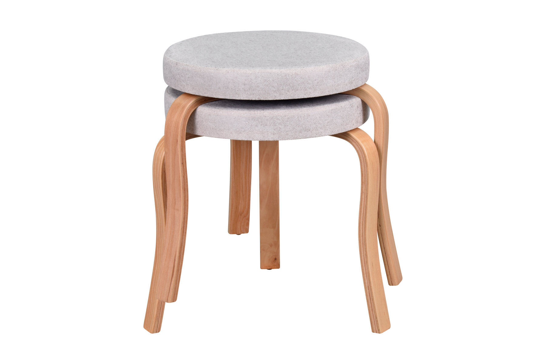 Ege Naturel Ahşap Ayak İstiflenebilir Mutfak-Balkon Taburesi 2 Adet - Krem