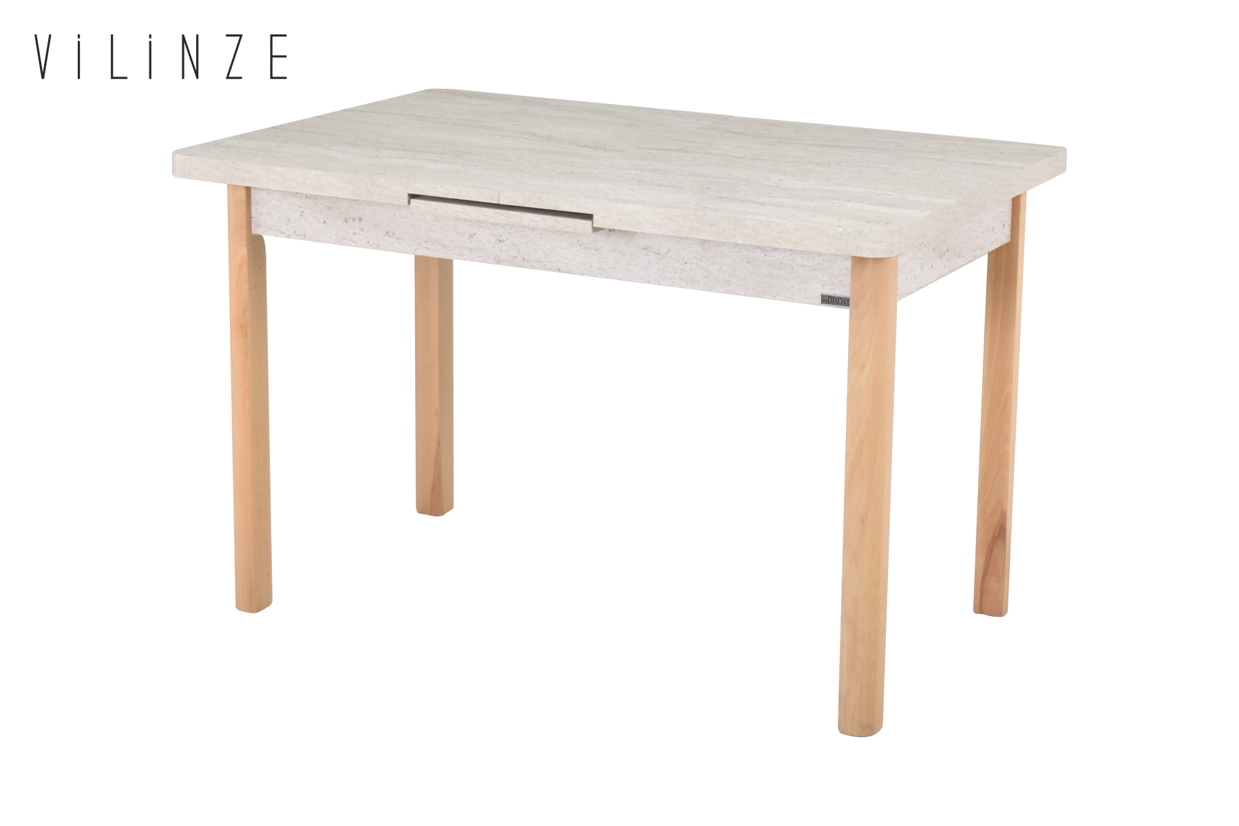 Vilinze Fırat Ahşap Yemek Masası - 80x120cm (80x150cm) Naturel - Traverten