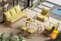 Vilinze Nora 311 ve Nora 70140 Orta Masalı Naturel Ahşap Ayak Bahçe Takımı Sarı