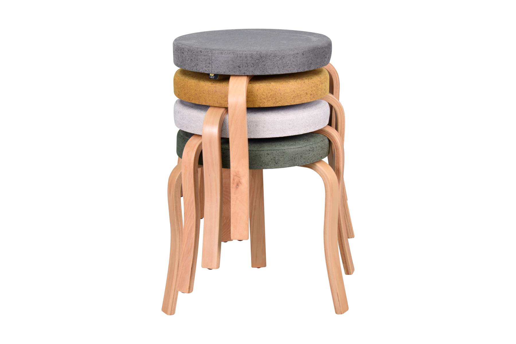 Vilinze Ege Naturel Ahşap Ayak İstiflenebilir Mutfak-Balkon Taburesi 4 Adet - Karışık 1