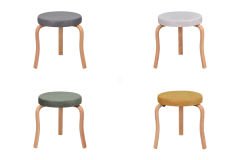 Vilinze Ege Naturel Ahşap Ayak İstiflenebilir Mutfak-Balkon Taburesi 4 Adet - Karışık 1