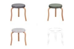 Vilinze Ege Naturel Ahşap Ayak İstiflenebilir Mutfak-Balkon Taburesi 6 Adet - Karışık 1