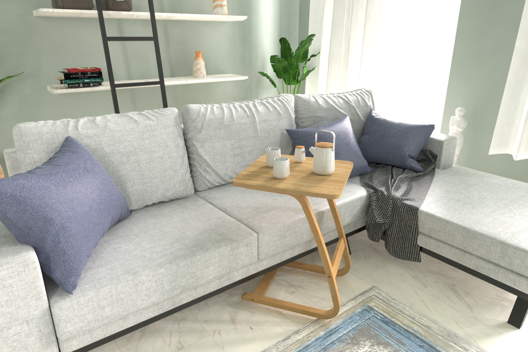 Vilinze Ergo Çok Amaçlı Ahşap C Sehpa 45x45 cm Naturel - Naturel