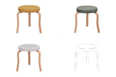 Vilinze Ege Naturel Ahşap Ayak İstiflenebilir Mutfak-Balkon Taburesi 6 Adet - Karışık 2