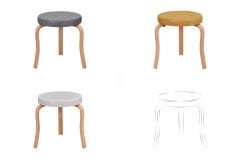 Vilinze Ege Naturel Ahşap Ayak İstiflenebilir Mutfak-Balkon Taburesi 6 Adet - Karışık 3