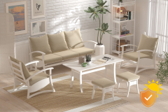 Vilinze Nora 311 ve Nora 70140 Orta Masalı Beyaz Ahşap Ayak Bahçe Takımı Krem
