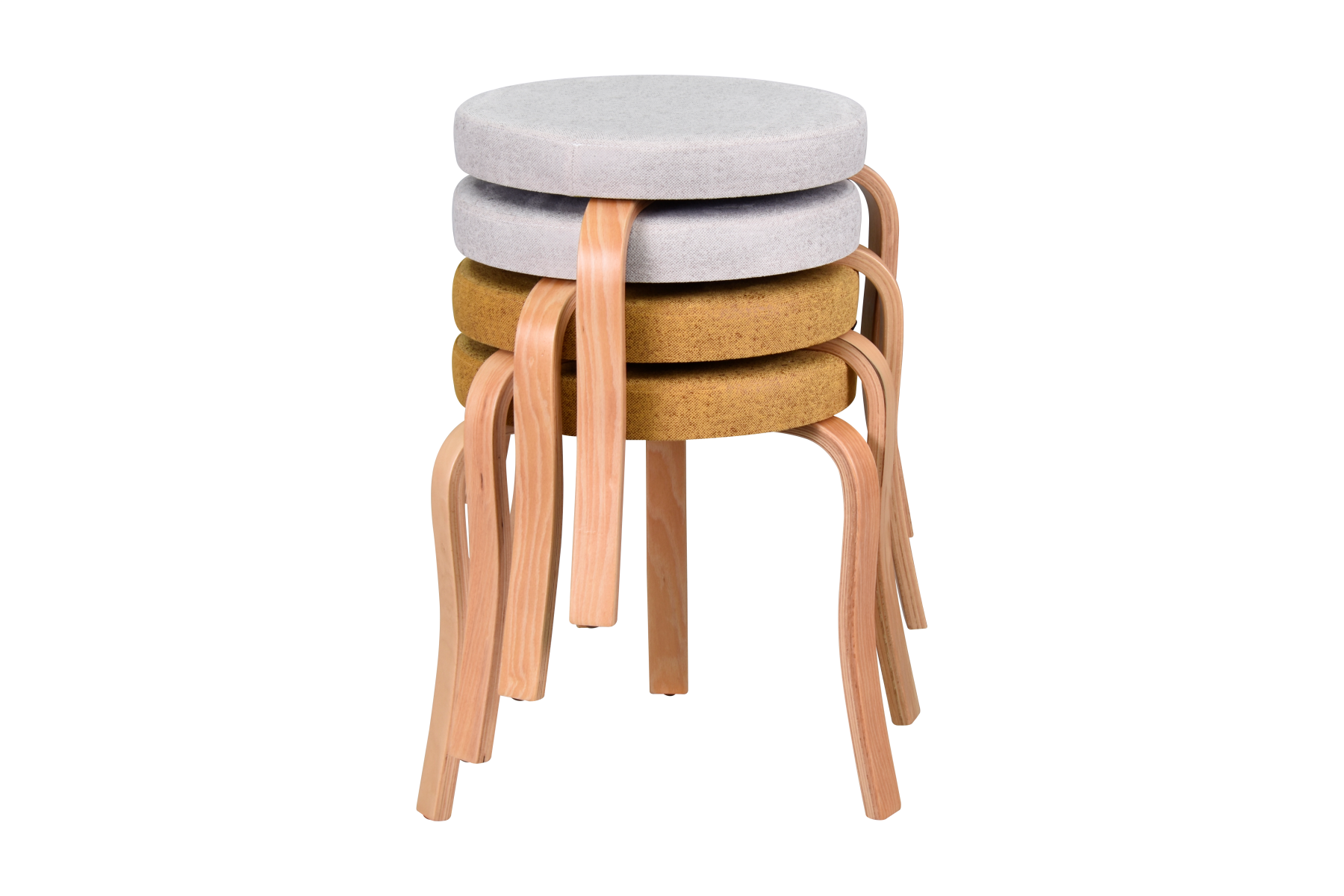 Vilinze Ege Naturel Ahşap Ayak İstiflenebilir Mutfak-Balkon Taburesi 4 Adet - Karışık 4