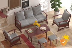 Vilinze Nora 311 ve Nora 70140 Orta Masalı Kırmızı Ahşap Ayak Bahçe Takımı