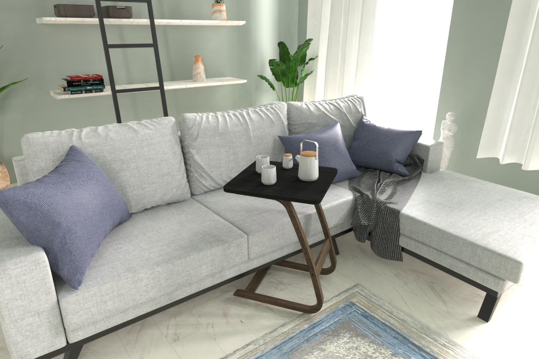 Vilinze Ergo Çok Amaçlı Ahşap C Sehpa 45x45 cm Kestane - Siyah