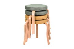 Vilinze Ege Naturel Ahşap Ayak İstiflenebilir Mutfak-Balkon Taburesi 4 Adet - Karışık 5