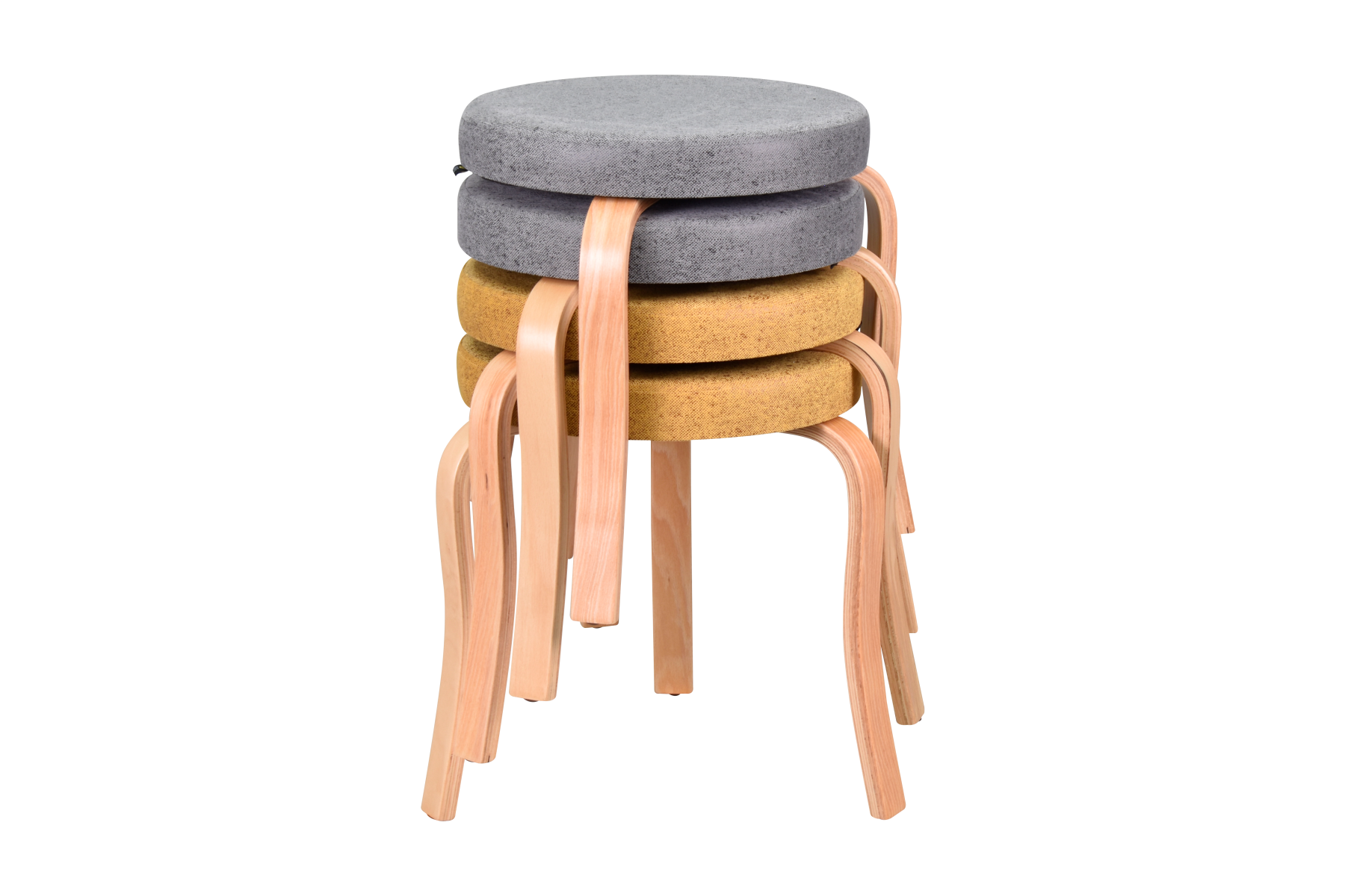 Vilinze Ege Naturel Ahşap Ayak İstiflenebilir Mutfak-Balkon Taburesi 4 Adet - Karışık 6