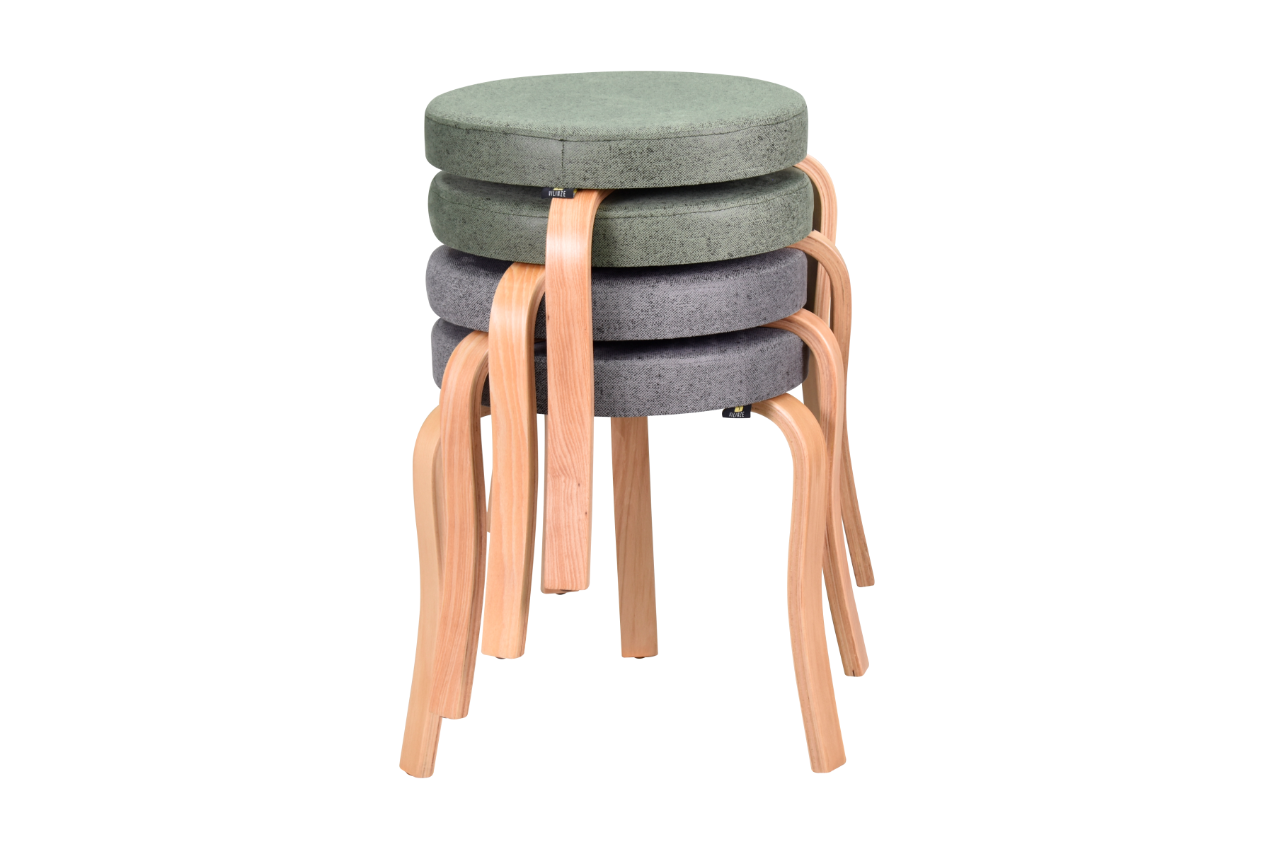 Ege Naturel Ahşap Ayak İstiflenebilir Mutfak-Balkon Taburesi 4 Adet - Karışık 7