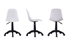 Vilinze Eames Çalışma Koltuğu Tekerlekli Ofis Sandalyesi Siyah - Beyaz