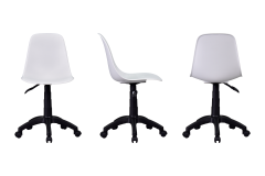 Vilinze Eames Çalışma Koltuğu Tekerlekli Ofis Sandalyesi Siyah - Beyaz