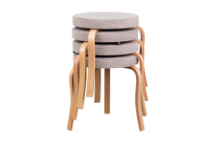 Vilinze Ege Teddy Naturel Ahşap Ayak İstiflenebilir Mutfak-Balkon Taburesi