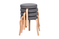 Vilinze Ege Teddy Naturel Ahşap Ayak İstiflenebilir Mutfak-Balkon Taburesi