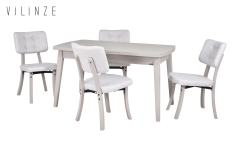 Vilinze Mir Ahşap Sandalye Aras Ahşap Mutfak Masası Takımı - 80x140 cm